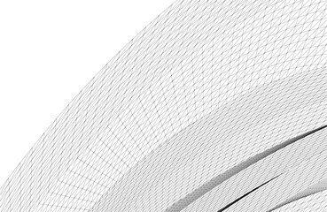 Naklejka premium Abstract 3D wireframe wave and shape, mesh illustration