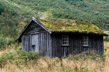 Obraz premium Bridges and roads in Norway. Fjords of Norway with beautiful mountains landscapes