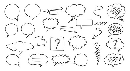 Fototapeta premium Collection of hand drawn speech bubbles