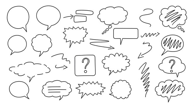 Collection of hand drawn speech bubbles