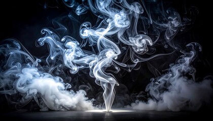 Abstract smoke swirls on dark background