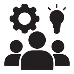 Creative Collaboration Silhouette Icon – Innovation Team Vector for Business Strategy