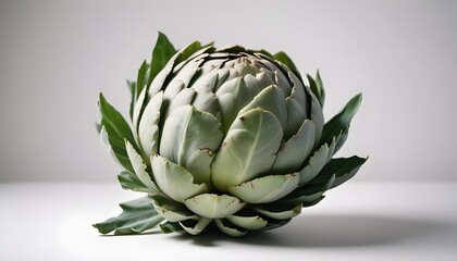 Obraz premium Fresh artichoke on a white surface
