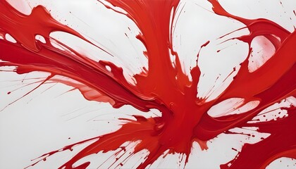 Abstract Red Paint Splatter on White Background