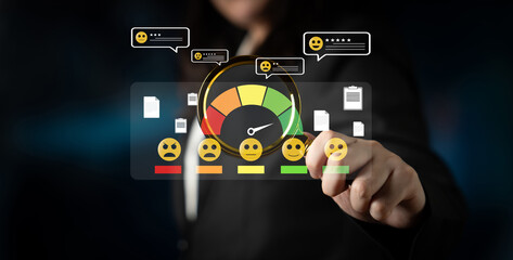 A concept of customer feedback analysis and satisfaction reporting. A dashboard for reviewing user comments, ratings, and overall satisfaction scores. Motif