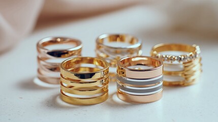 Exquisite collection of luxury gold and rose gold rings with intricate designs and sparkling gemstones, perfect for celebrating special moments and elevating personal style with timeless elegance