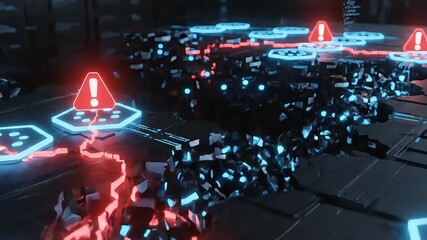 Futuristic Network System with Error Alerts. - Powered by Adobe