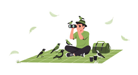 Observing Avians: A Birdwatcher's Leisurely Pursuit Of Wildlife Amidst Nature