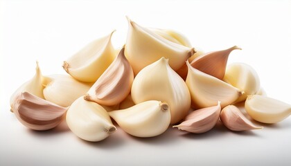 Peeled Garlic Cloves In Isolated Pile In The White Background With Clipping Layo Generative Ia
