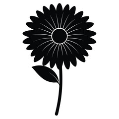 Elegant Gerbera Flower Silhouette Illustration on a Clean White Background for Creative Projects