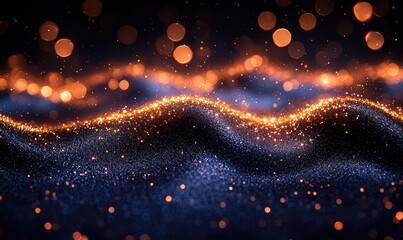 Abstract shimmering waves of golden and navy glitter