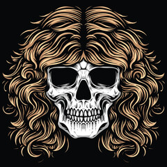 Skull with long blonde hair