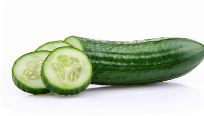 Fresh Cut Cucumber Isolated On White Background