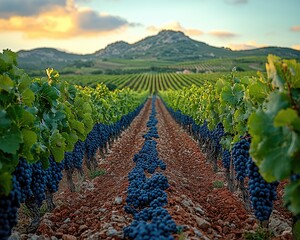 Vineyard landscape at golden hour