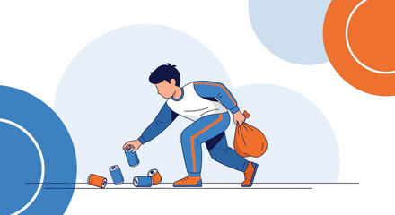 Person Collecting Trash, Promoting Environmental Cleanup, And Recycling With Purpose