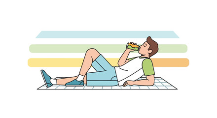 Relaxed Individual Sipping Refreshment While Enjoying a Restful Moment in an Artistic Composition