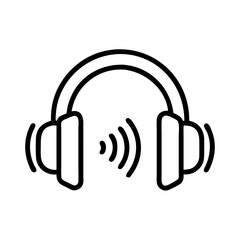 Headphones vector icon illustration listening music sound audio equipment headset device wireless accessory gadget design