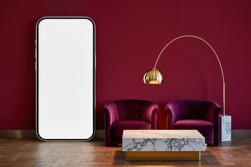 Digital platform launch staged with immersive mobile interface installation where luxury setup creates atmosphere of exclusivity for innovative application release