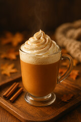 Pumpkin Spice Latte with Whipped Cream and Cinnamon