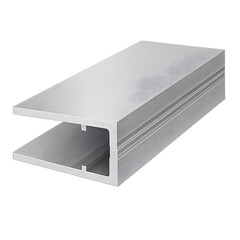 Aluminium profile for fastening polycarbonate. 3D render.