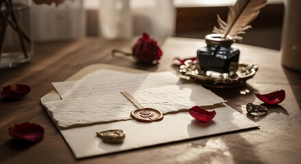 Vintage Love Letter with Quill and Ink.