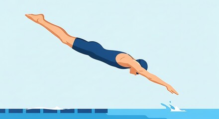 Swimmer Diving into Pool.