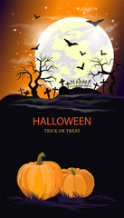 Halloween dark landscape. Night sky hunting house in moonlight. Vector background.	

