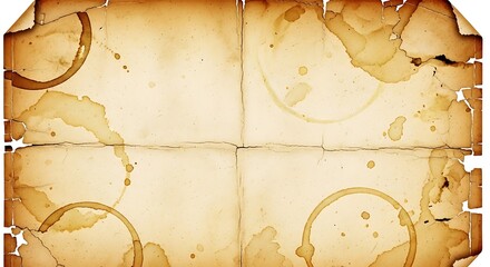 Vintage Paper Texture with Coffee Stains and Fold Marks.