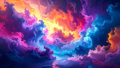 Abstract swirling cloudscape of vibrant colors