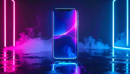 Neon Smartphone Display: Futuristic Mobile Technology