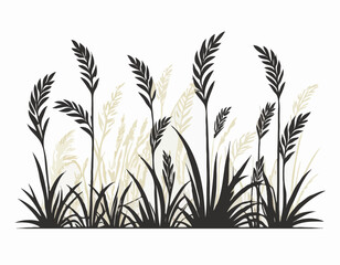 Silhouette Rice Plant image vector and Vector Art  isolated on white background.