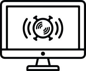 Silhouette computer screen with notification alarm alert vector illustration