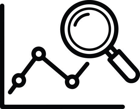 Silhouette financial chart analysis with magnifying glass vector illustration