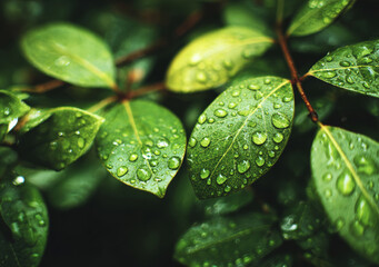 Green leaf with water drops. Leaves wallpaper 