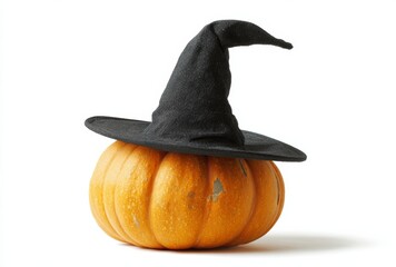 Halloween pumpkin in the hat isolated on white background