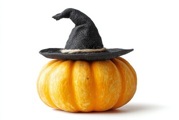 Halloween pumpkin in the hat isolated on white background