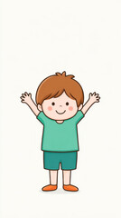 Fototapeta premium Joyful celebration character with arms raised for greeting card design