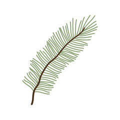 Pine tree branches with green needles and cones illustration