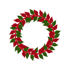 Christmas wreaths made of branches, leaves, berries and ribbons