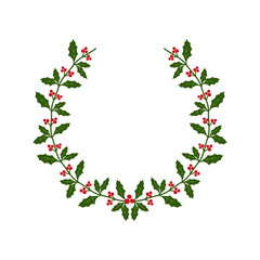 Christmas wreaths made of branches, leaves, berries and ribbons