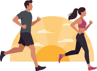 Outdoor fitness, morning jog, healthy lifestyle, running couple, sunrise workout, athletic wear, wellness activity, cardio training, nature exercise, active people