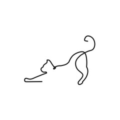 Minimalist line art vector of a stretching cat with elegant curves, perfect for tattoos, wall art, logos, icons, or modern decorative graphic elements.