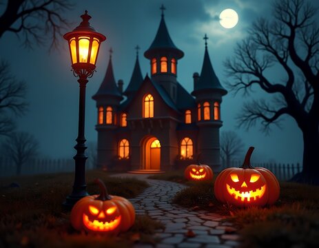 halloween background with pumpkins