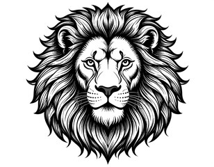 Fototapeta premium Detailed black and white lion's head
