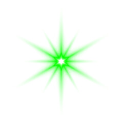 Glowing Green Starburst Light Effect with Transparent Background – Bright Radiant Sparkle Explosion, Abstract Neon Energy Flash, Digital Glow Illustration