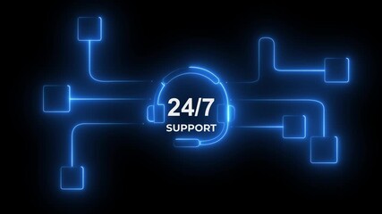 Doctor pushing button 24 hours support heart pulse healthcare network on internet panel medicine, on a black background. 4k