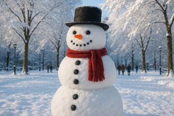 Obraz premium Snowman in a Winter Park