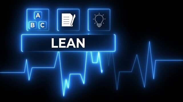 Businessman pressing lean button on virtual screens phone business concept. on a black background. 4k