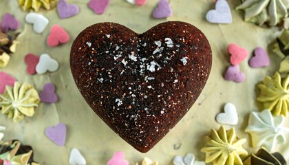 Heart-shaped chocolate cake
