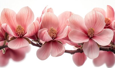 Close-up of delicate pink magnolia blossoms